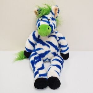 Zany Brainy 20" Zipes Blue White Zebra Vintage 1998 Stuffed Animal Plush
